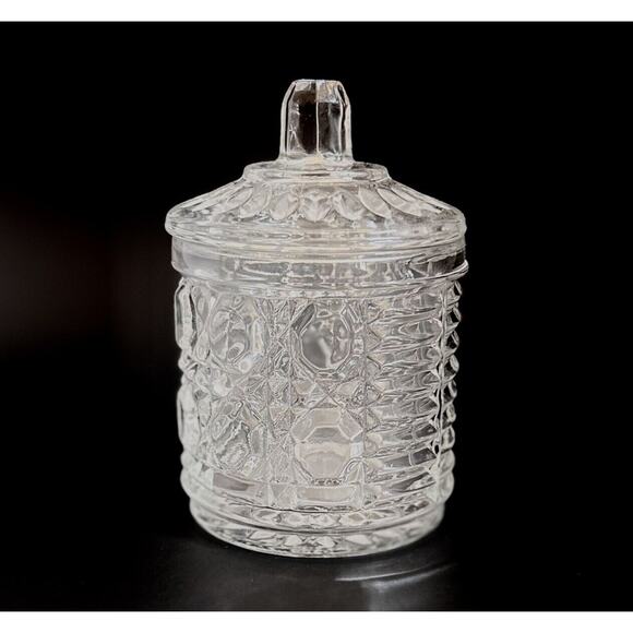 Vintage 1974 Federal Glass Windsor Clear Jam Jar or Sugar With Notched Lid - Picture 4 of 7